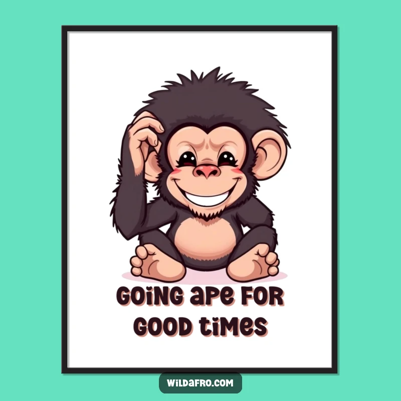 Free Printable Wall Art: Chimpanzee Afro - Groovy Downloadable Decor
