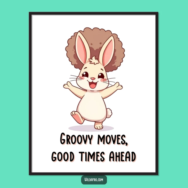 Free Printable Wall Art: Funky Afro Rabbit Dancing, Hilarious Downloadable Art for Your Space