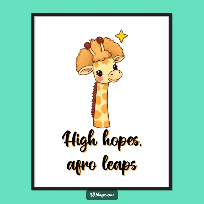 Free Printable Giraffe Wall Art: Afro Star Reach Downloadable for Dreamy Decor