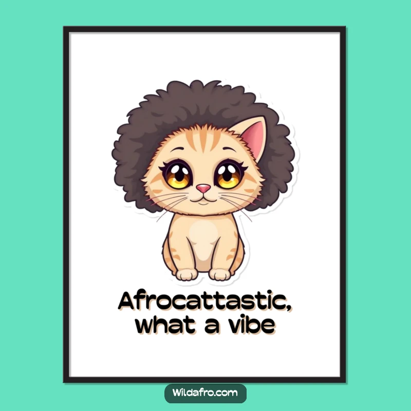 Retro Free Printable Wall Art: Afro Cat - Funky Downloadable Decor for Music Lovers