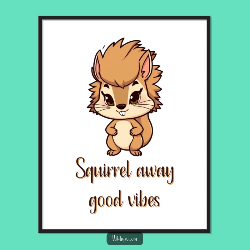 Free Printable Squirrel Afro Wall Art: Stylish & Determined Downloadable Decor