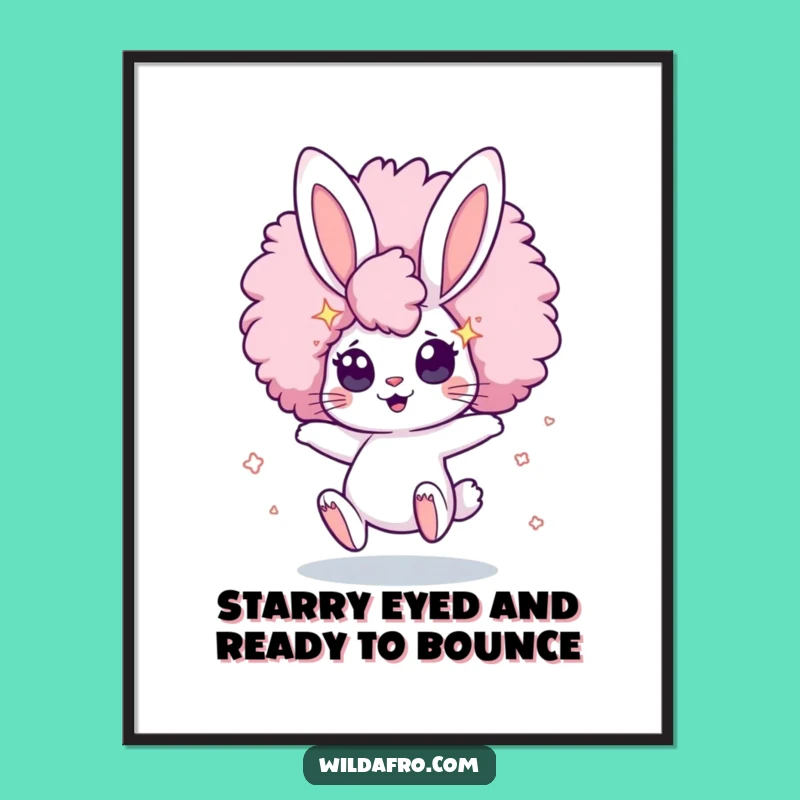 Free Printable Wall Art: Funny Bunny Starry Afro - Hilarious Downloadable Art