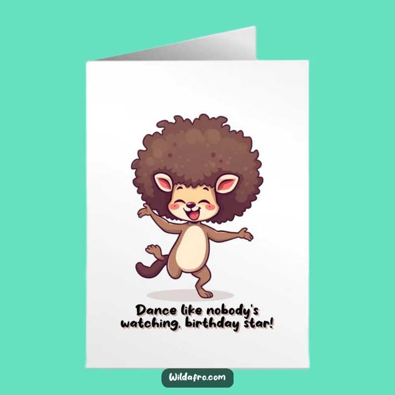 Free Printable Birthday Card: Dancing Afro Animal - Joyful Downloadable Gift