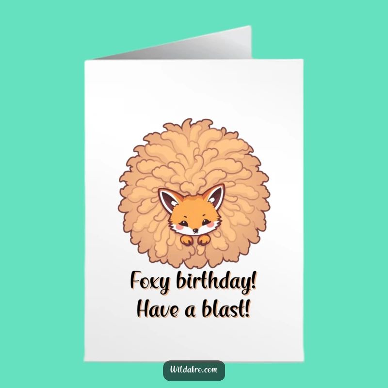 Free Printable Birthday Card: Fox in Afro - Quirky Funny Downloadable Gift