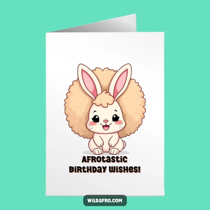 Free Printable Birthday Card: Afro Bunny Spreading Joy - Funny Downloadable Greeting