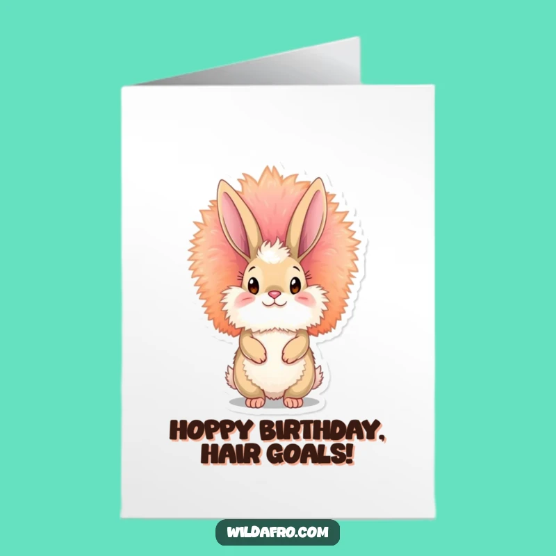 Free Printable Birthday Card: Bunny Afro Bash! Funky Downloadable Gift.