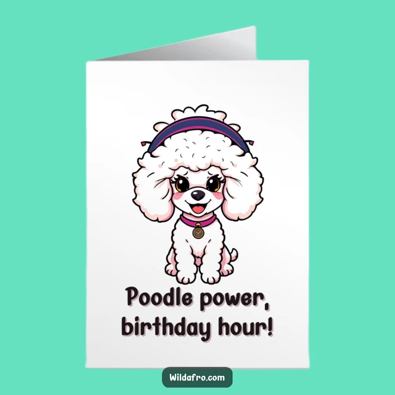 Free Printable Birthday Card: Funny Poodle with Afro Wig for Hilarious DIY Gift