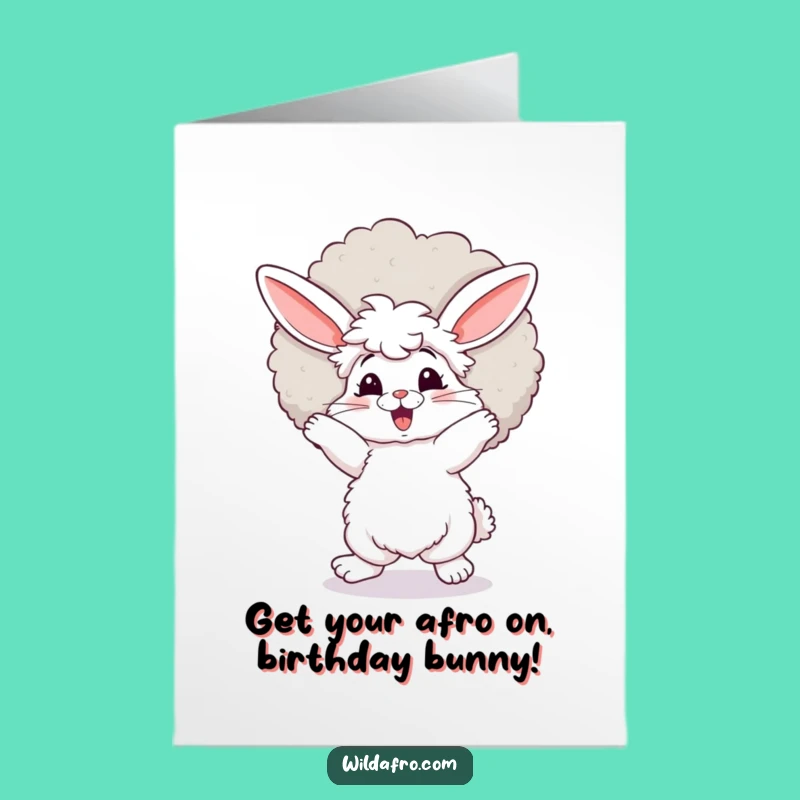 Free Printable Dancing Bunny Card: Funny Birthday Downloadable Gift with Afro