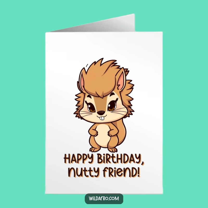 Free Printable Squirrel Afro Birthday Card: Determined Fun DIY Gift