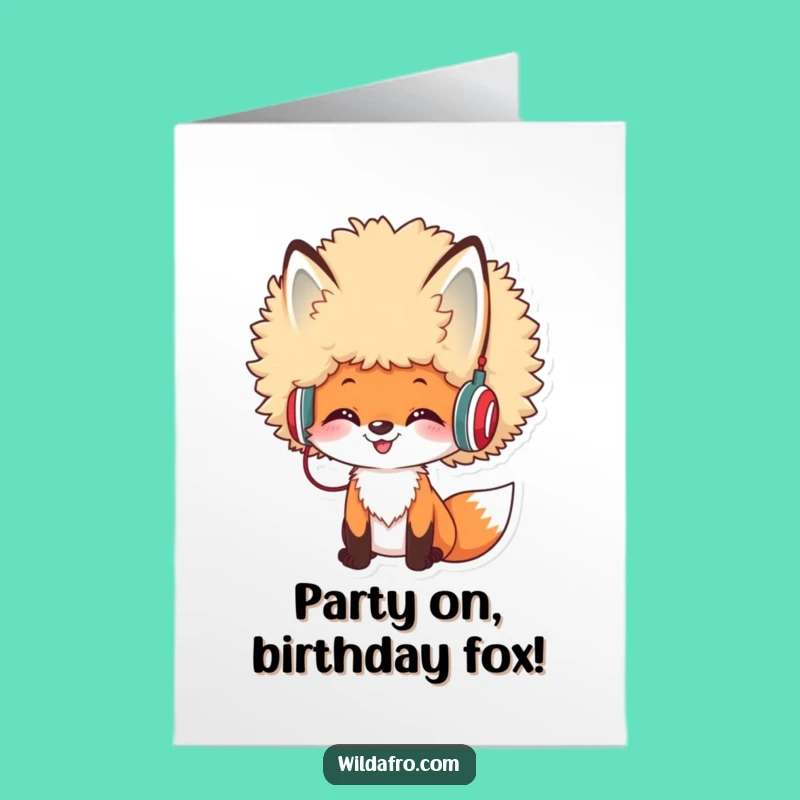 Free Printable Birthday Card: DJ Fox Spreading Beats - Funny Downloadable Greeting