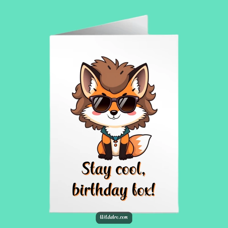 Free Printable Fox Birthday Card: Afro Cool Downloadable for Stylish Celebrations