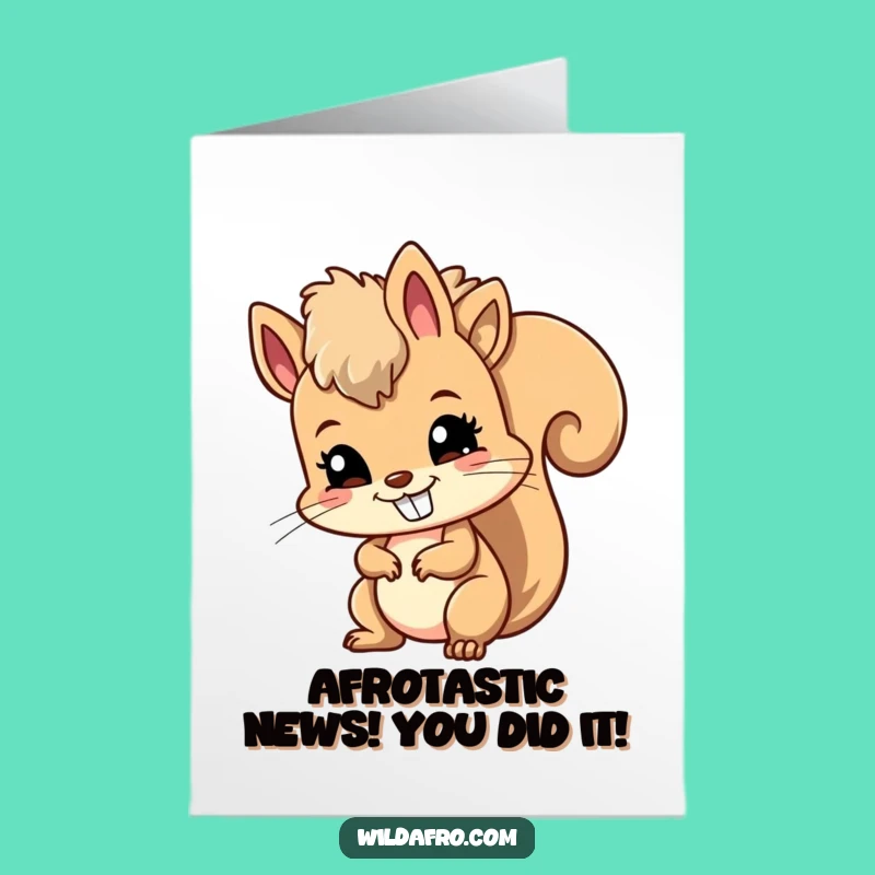 Free Printable Congrats Card: Squirrel Wiggles Afro - Funny Downloadable Celebration