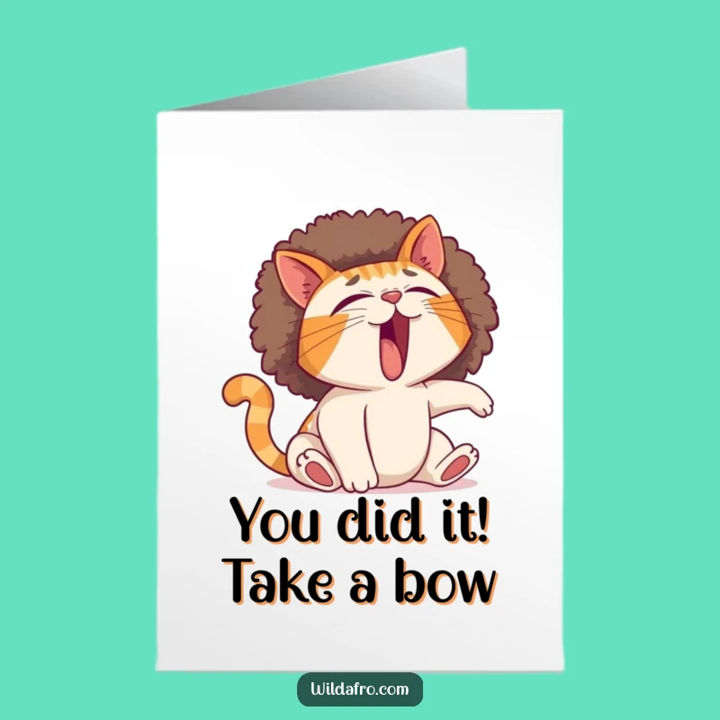 Free Printable Afro Cat Congratulations Card: Funny Downloadable DIY Gift for Any Occasion