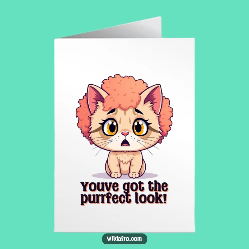 Free Printable Cat Afro Congrats Card: Hilarious Downloadable Gift for Big News!