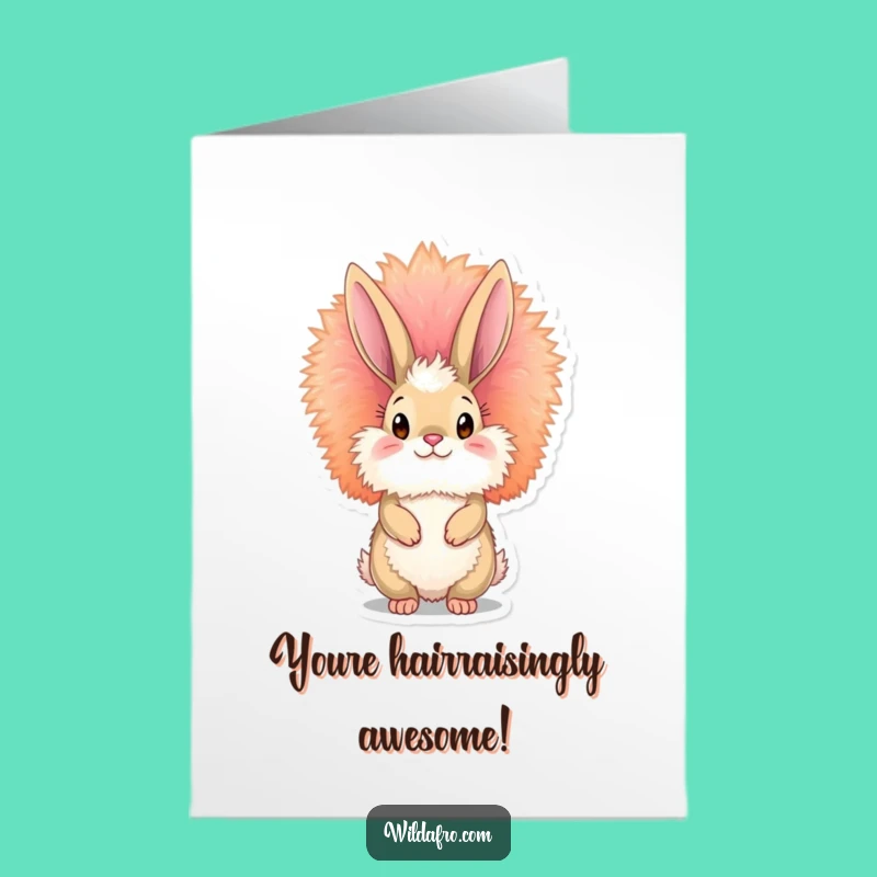 Free Printable Congrats Card: Bunny Afro Celebration! Funky Downloadable Gift.