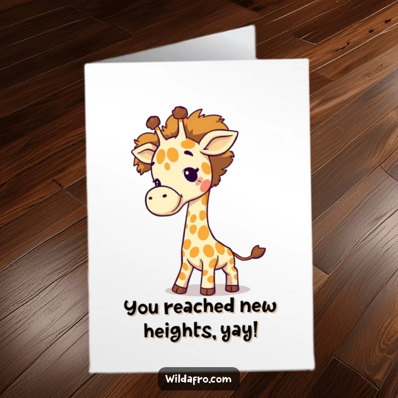 Funny Free Printable Congratulations Card: A giraffe swings an afro like a tail to celebrate an achievement.