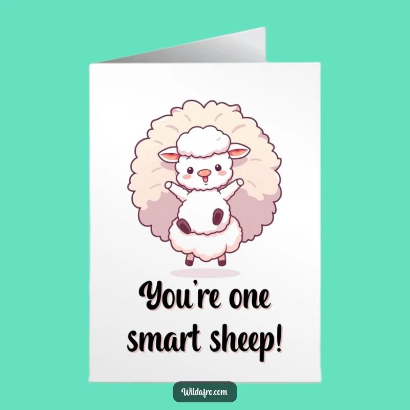 Free Printable Congrats Card: Sheep Afro Jump, Funny Downloadable