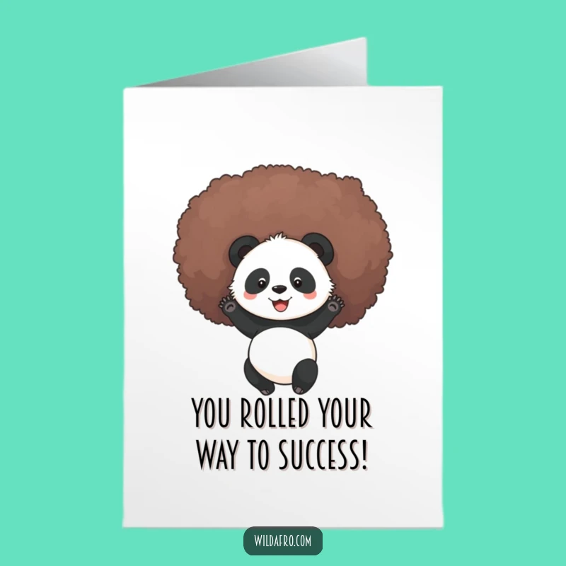 Free Printable Panda Afro Congrats Card: Amusing Downloadable Gift for Celebrations