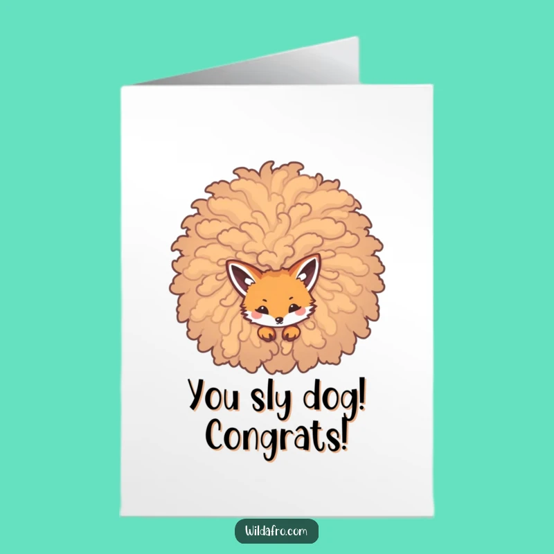Free Printable Congrats Card: Fox Afro Peek - Unique Downloadable Greeting