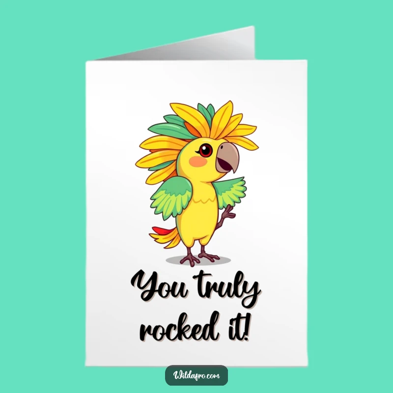 Free Printable Congrats Card: Dancing Parrot Afro, Festive Humorous Downloadable Greeting!