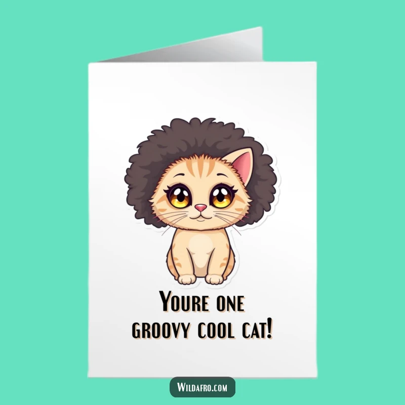 Disco Fun Free Printable Congratulations Card: Afro Cat - Unique Downloadable Celebration