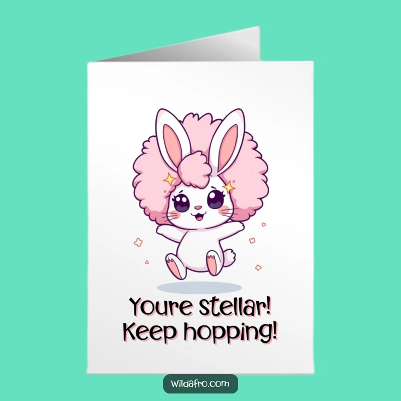 Free Printable Congrats Card: Bunny's Starry Afro - Funny Downloadable Gift