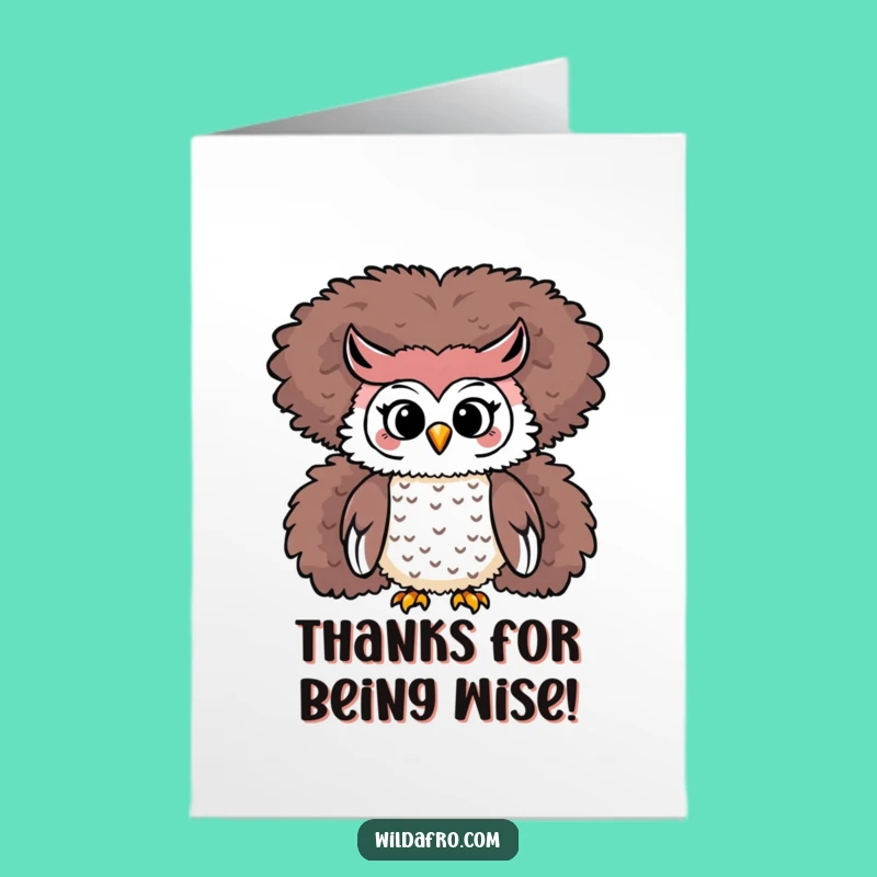 Chirpy Free Printable Thank You Card: Owl on Afro, Fun Gift