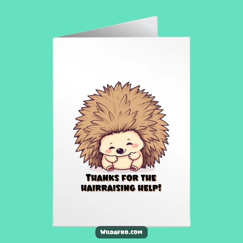 Free Printable Hedgehog Afro Thank You Card - Funny Downloadable Gift to Show Appreciation