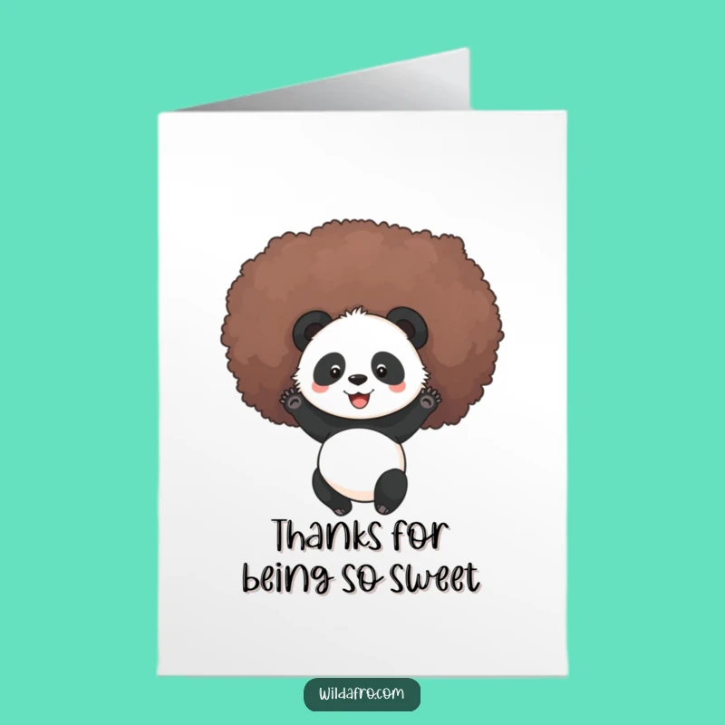 Free Printable Panda Afro Thank You Card: Cute Downloadable Gift of Gratitude