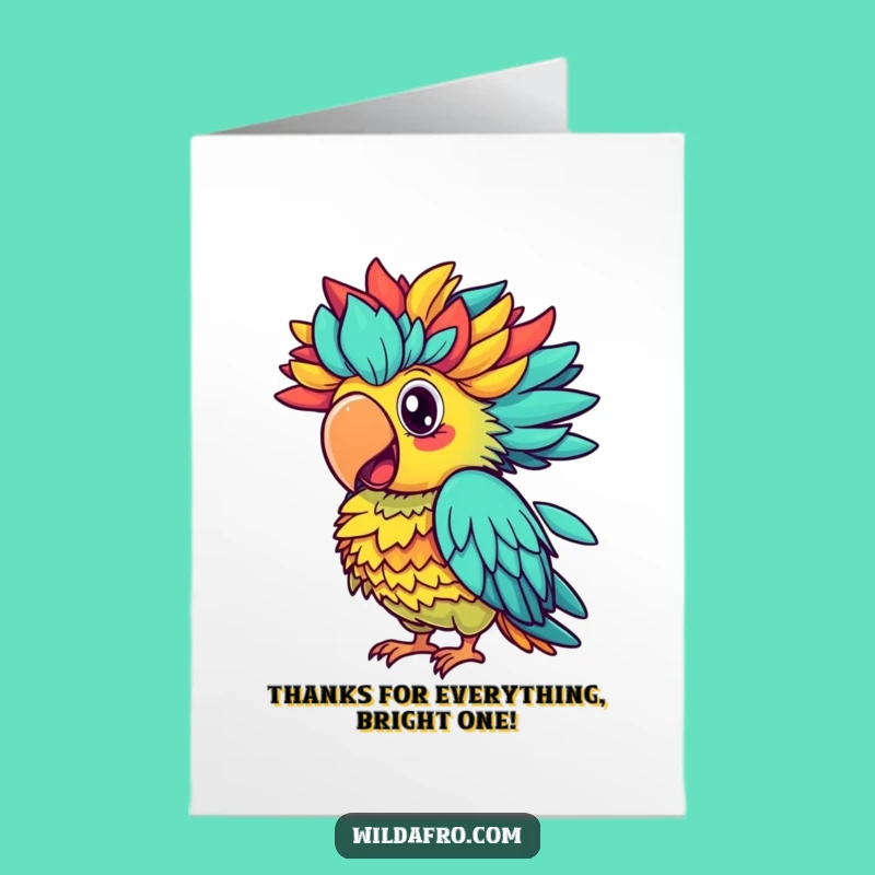 Free Printable Parrot Thank You Card: Afro Squawks Downloadable for Colorful Gratitude