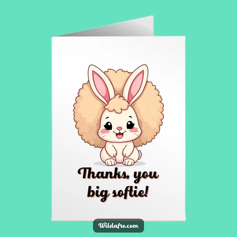 Free Printable Thank You Card: Afro Bunny's Big Smile - Funny Downloadable Note