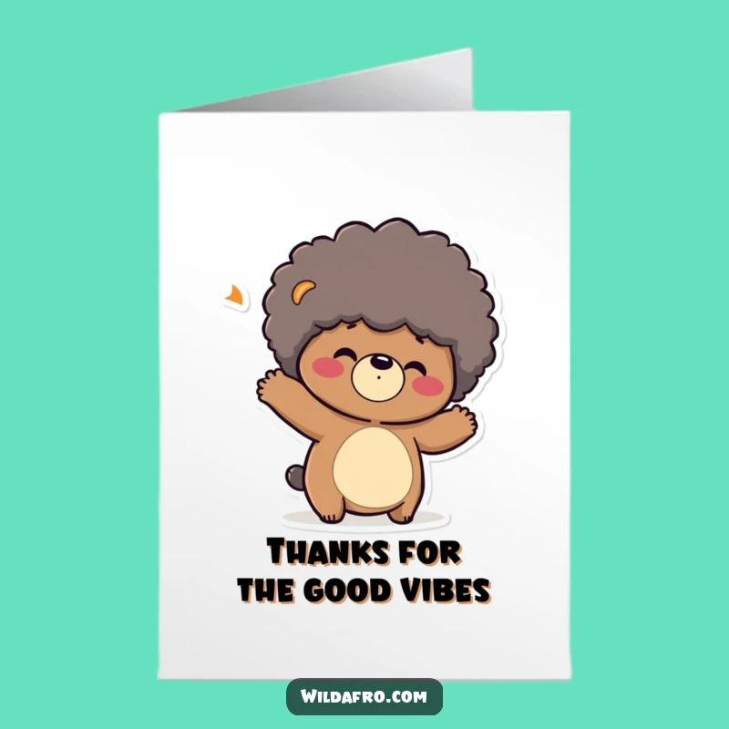 Free Printable Thank You Card: Bouncy Bear Afro, Humorous Appreciation Downloadable Gift!