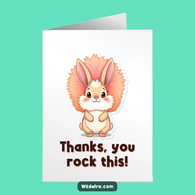Free Printable Thank You Card: Bunny Afro Style! Funky Downloadable Gift.