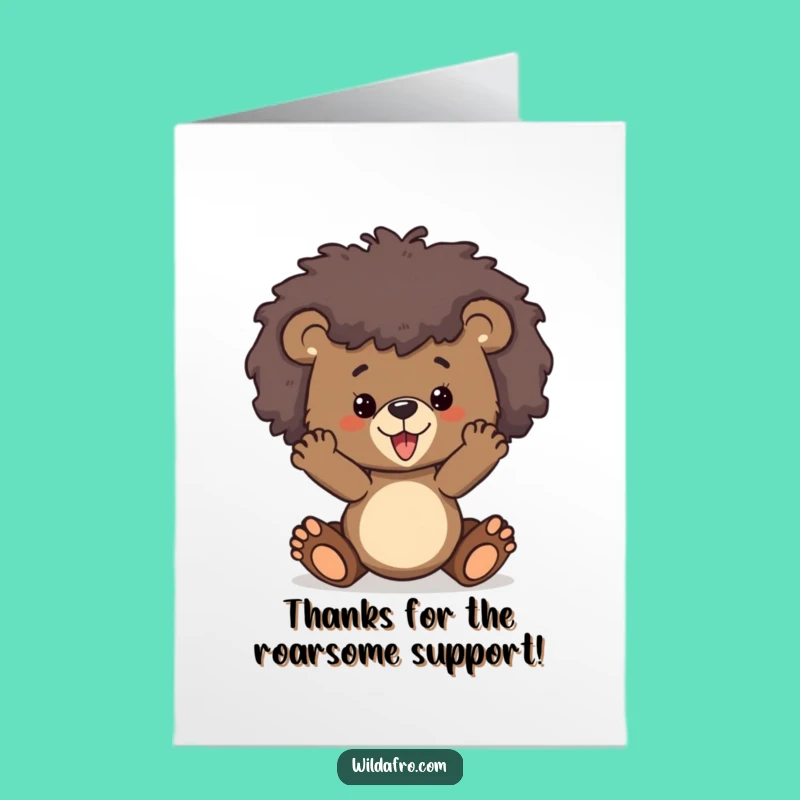 Free Printable Thank You Card: Funny Bear Cub Afro, Heartfelt Downloadable Gift