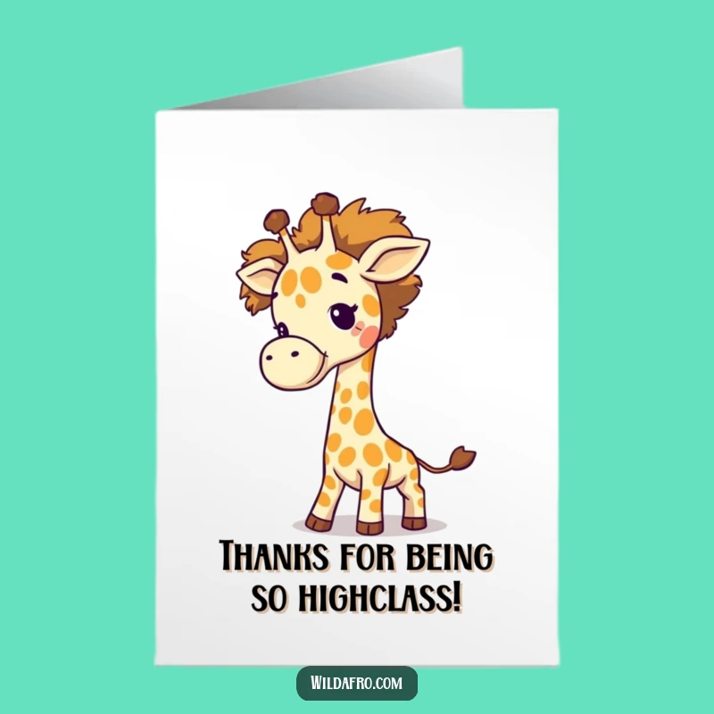 Free Printable Thank You Card: Giraffe Afro Tail - Unique Thanks