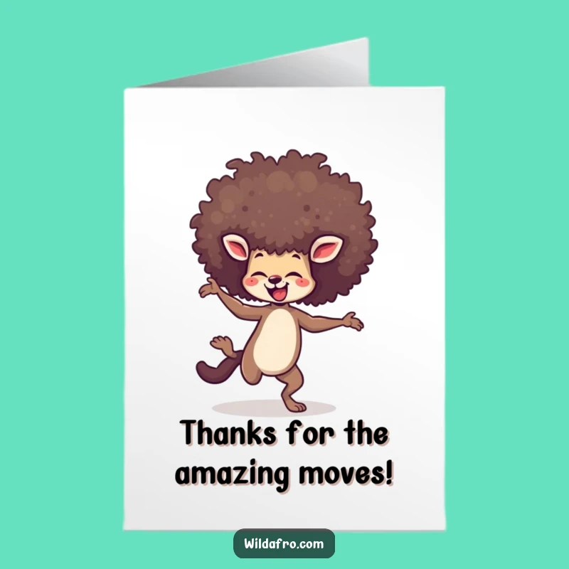 Free Printable Thank You Card: Happy Dancing Afro Animal - Quirky Gift