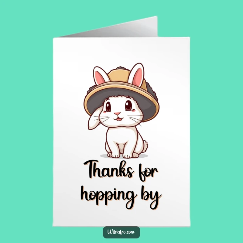 Free Printable Thank You Card: Rabbit Afro Hat - Adorable DIY Greeting