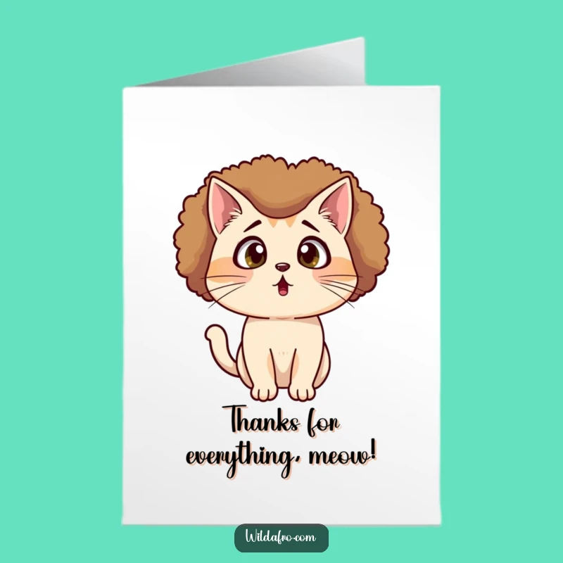 Free Printable Thank You Card: Shocked Cat Afro - Unexpected Thanks