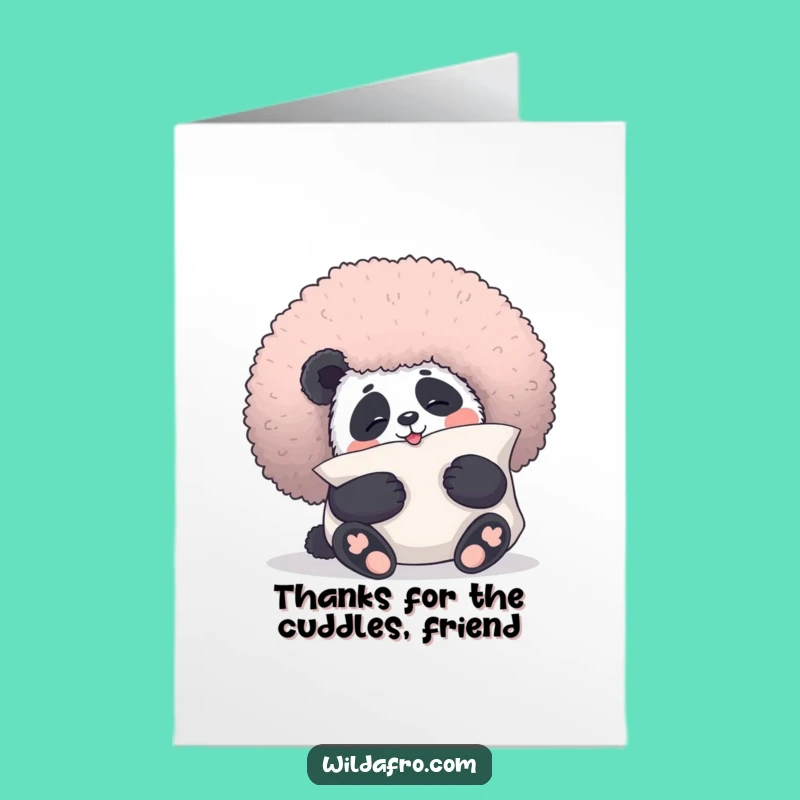 Free Printable Thank You Panda Card with Afro: Adorable Downloadable for Expressing Thanks