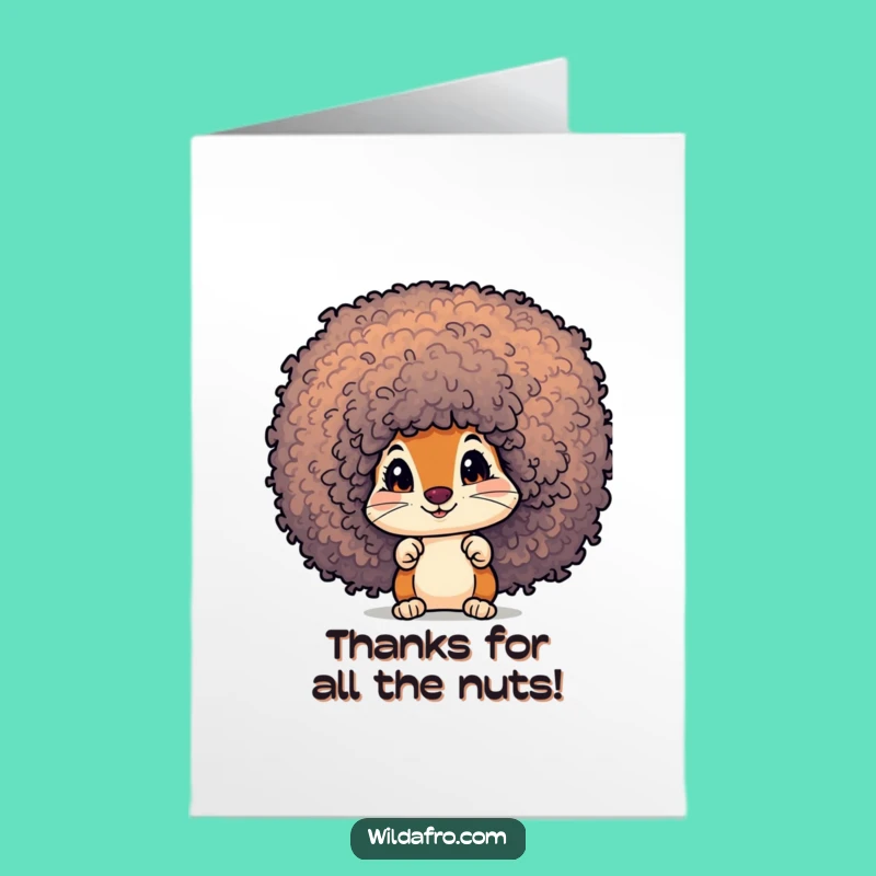 Acorn-y Free Printable Thank You Card: Squirrel in Afro, Fun Gift