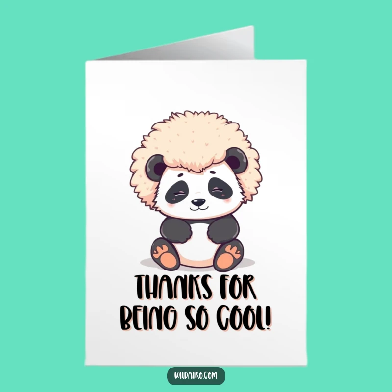 Free Printable Thank You Card: Panda Afro - Funny Relaxing Downloadable Gift