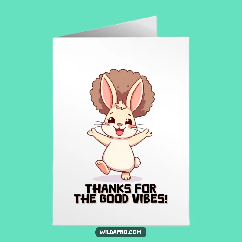 Free Printable Thank You Card: Afro Rabbit Dancing Freely for a Grateful, Hilarious Gift