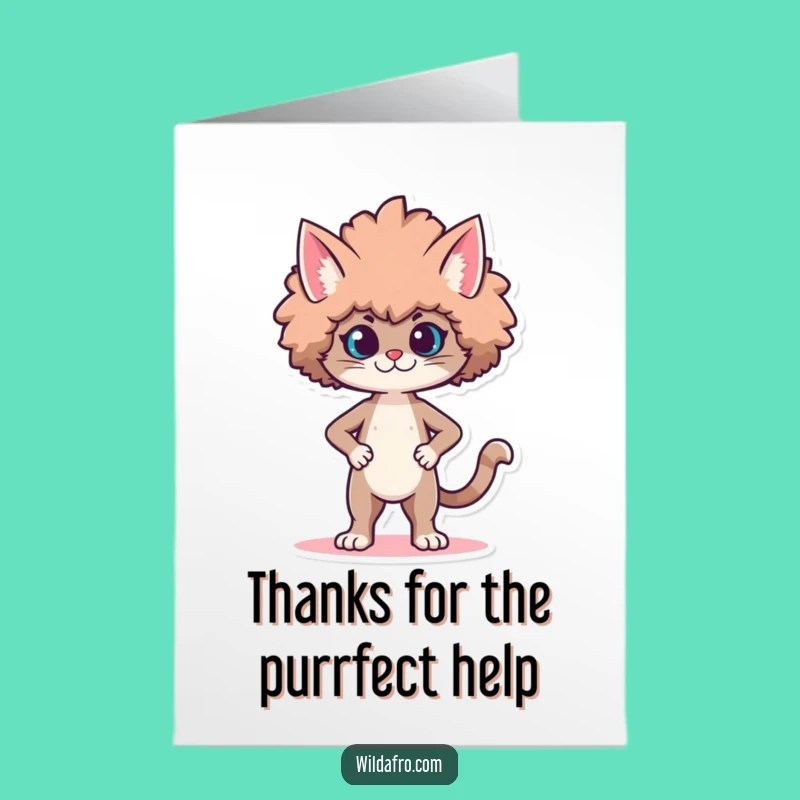 Free Printable Thank You Card: Proud Cat Afro, Stylish Appreciation Downloadable Gift!