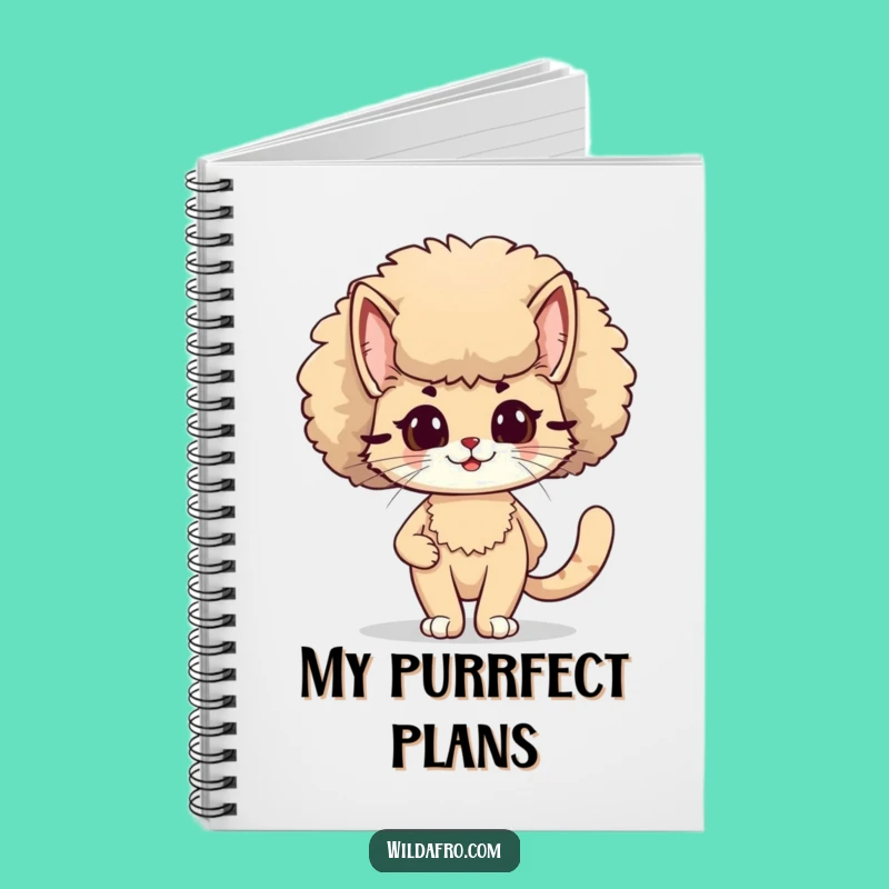 Funny Cat Afro Notebook - Feline Journal for Stylish Ideas