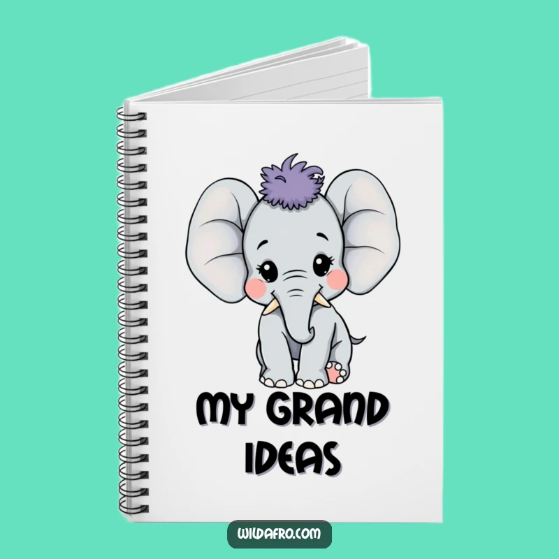 Funny Elephant Afro Notebook - Pachyderm Journal for Happy Thoughts