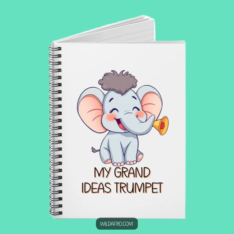 Funny Elephant w/ Afro Notebook - Jot Down Funny Ideas!