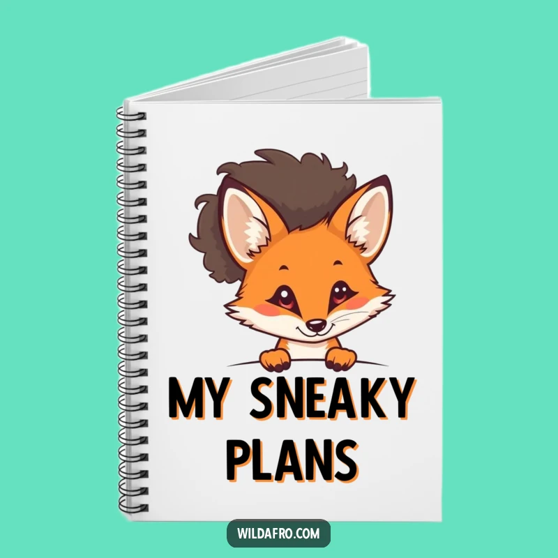 Funny Fox Afro Notebook - Sly Feline Journal for Curious Minds