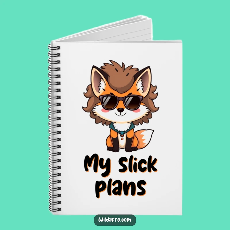 Funny Fox Afro Sunglasses Notebook, Cool Journal, Hilarious Stationery Gift