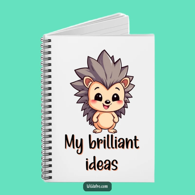 Funny Hedgehog Afro Notebook - Jot Down Ideas with Spiky Creativity Gift