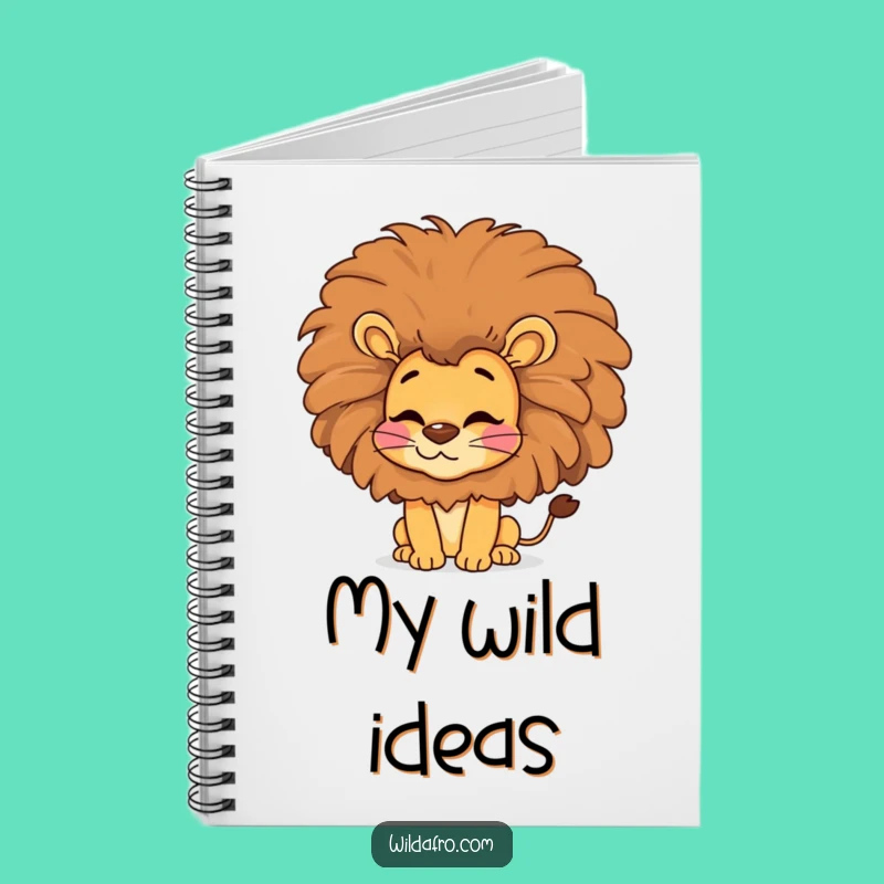 Funny Lion Afro Kiss Notebook, Groovy Journal, Hilarious Stationery Gift